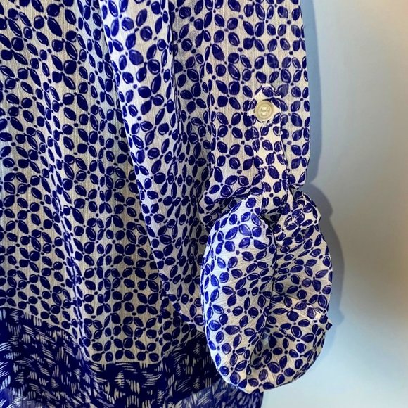 Joe Fresh Semi Sheer blue & White Shirt Medium - Picture 3 of 5